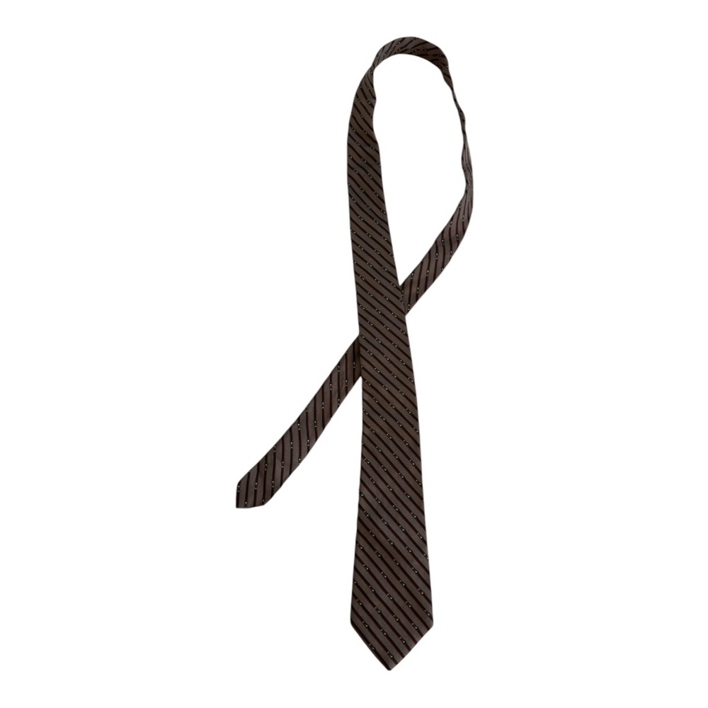 Christian Dior Silk Striped Tie Brown Multicolor - Picture 6 of 6